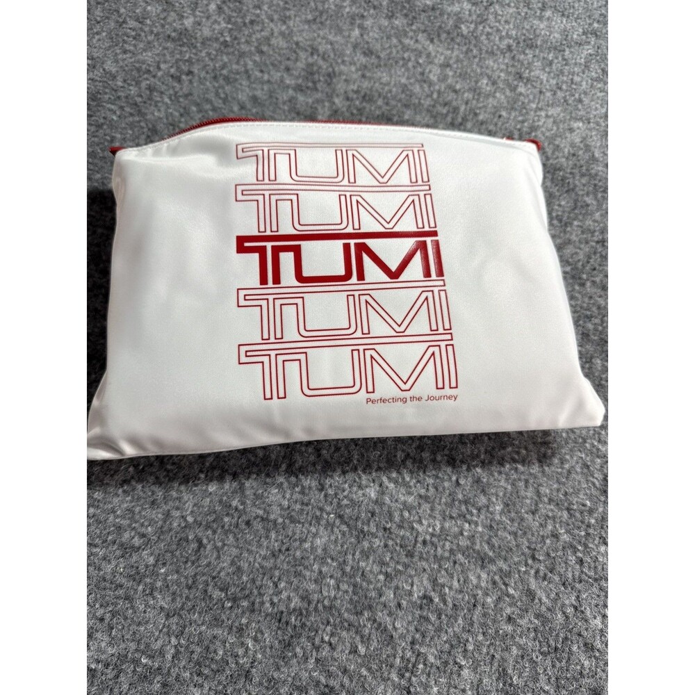 TUMI Just In Case Voyageur Packable Tote White Red Travel Bag Foldable NWOT